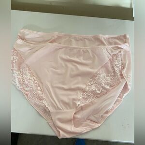 Breezies Two Toned Lace Panties Hi-Cut Set of 2 Bartley Pink Size 3X